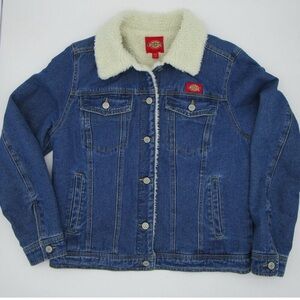 DICKIES Sherpa Lined Fleece Denim Jean Trucker Jacket Women S Small NWOT